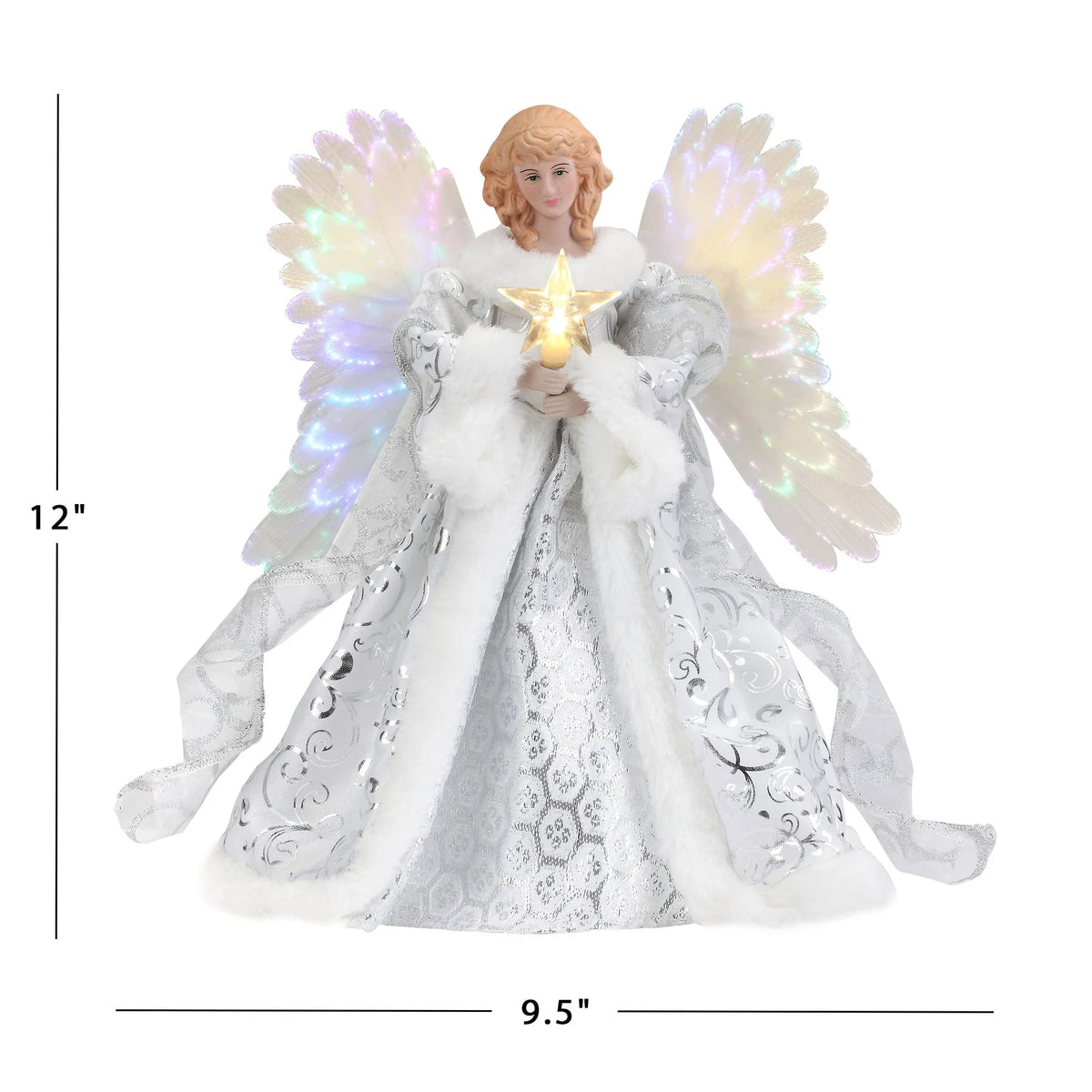 Tree Topper Angel Animated Fiber Optic Warm White Star