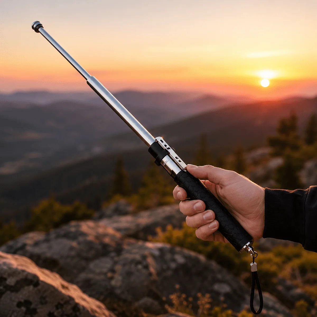 Trekking Pole Automatic Folding Aluminum Anti-Slip Grip