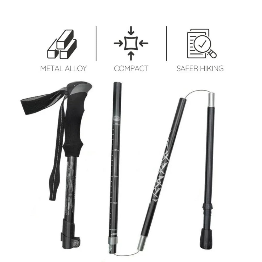 Trekking Stick Quick-Fold Alloy Steel Textured Grip