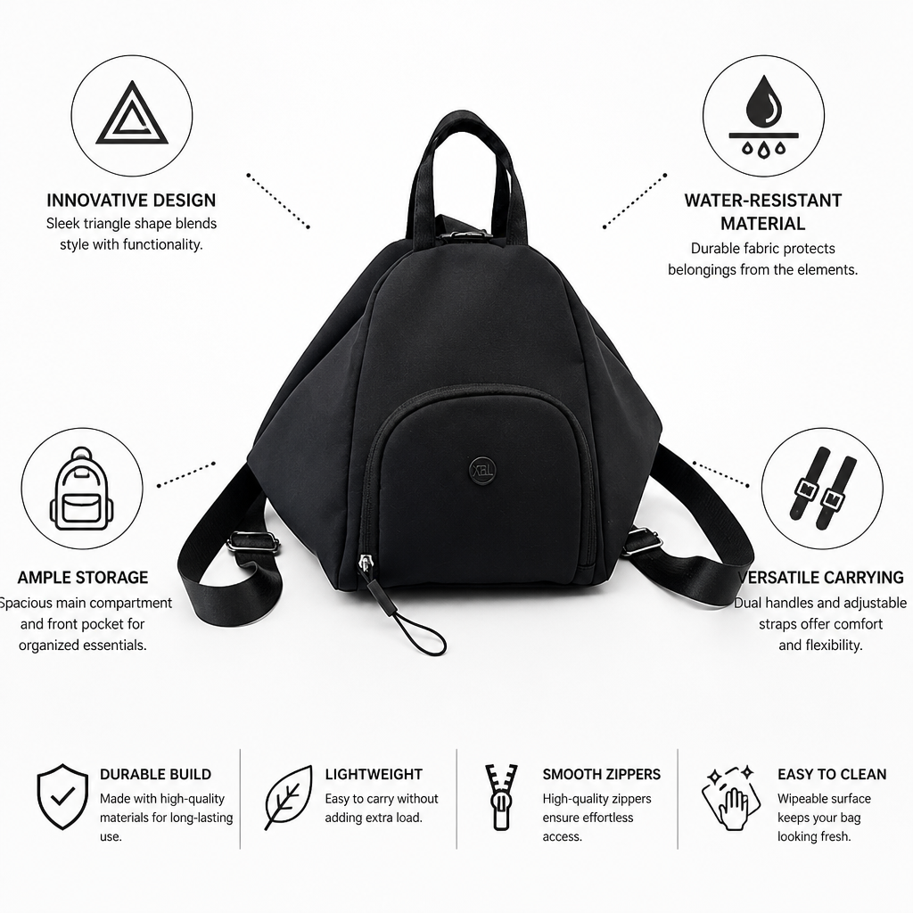 Triangle-Shaped Water-Resistant School Backpack