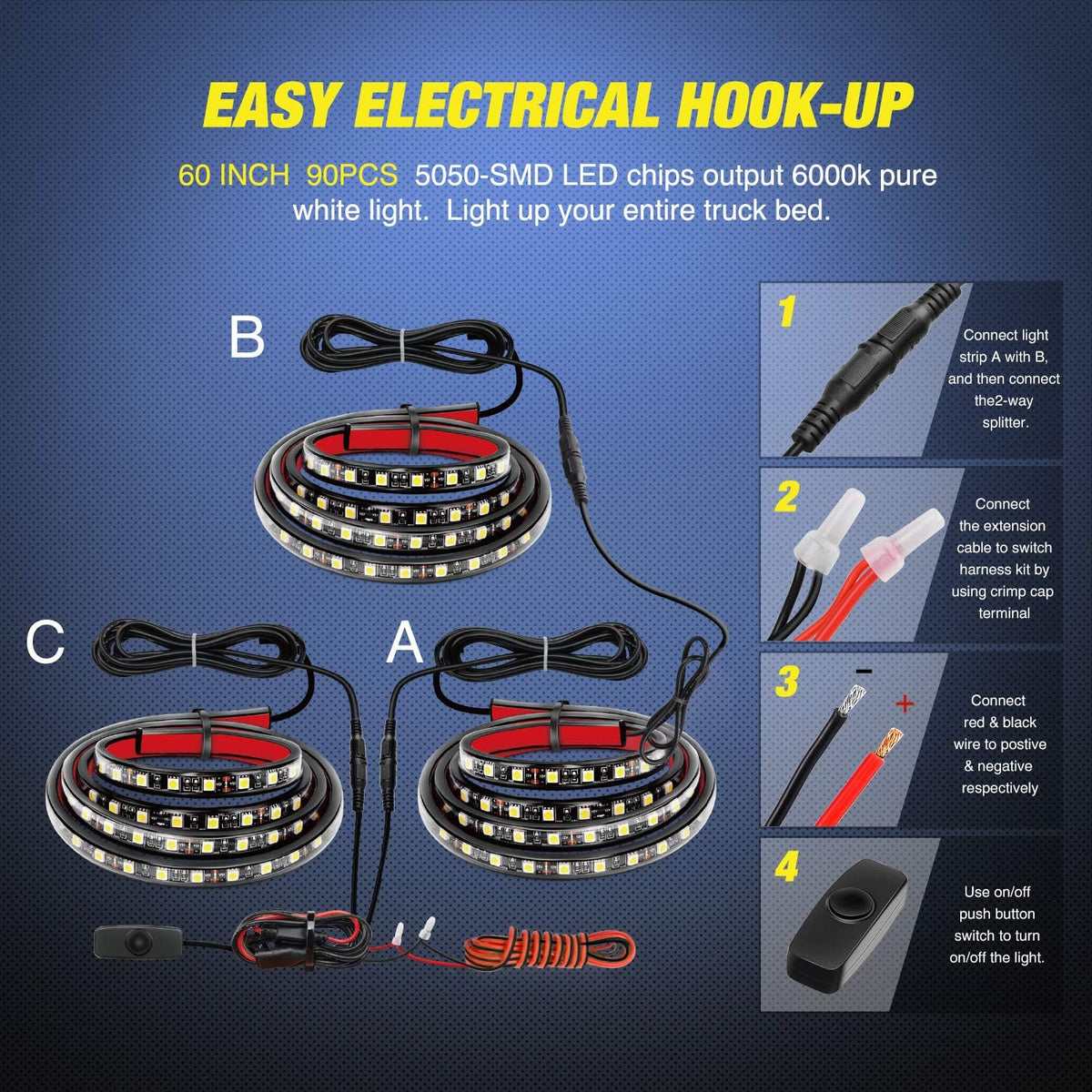Truck Bed LED Strip Sealed Peel-And-Stick 60 Inch