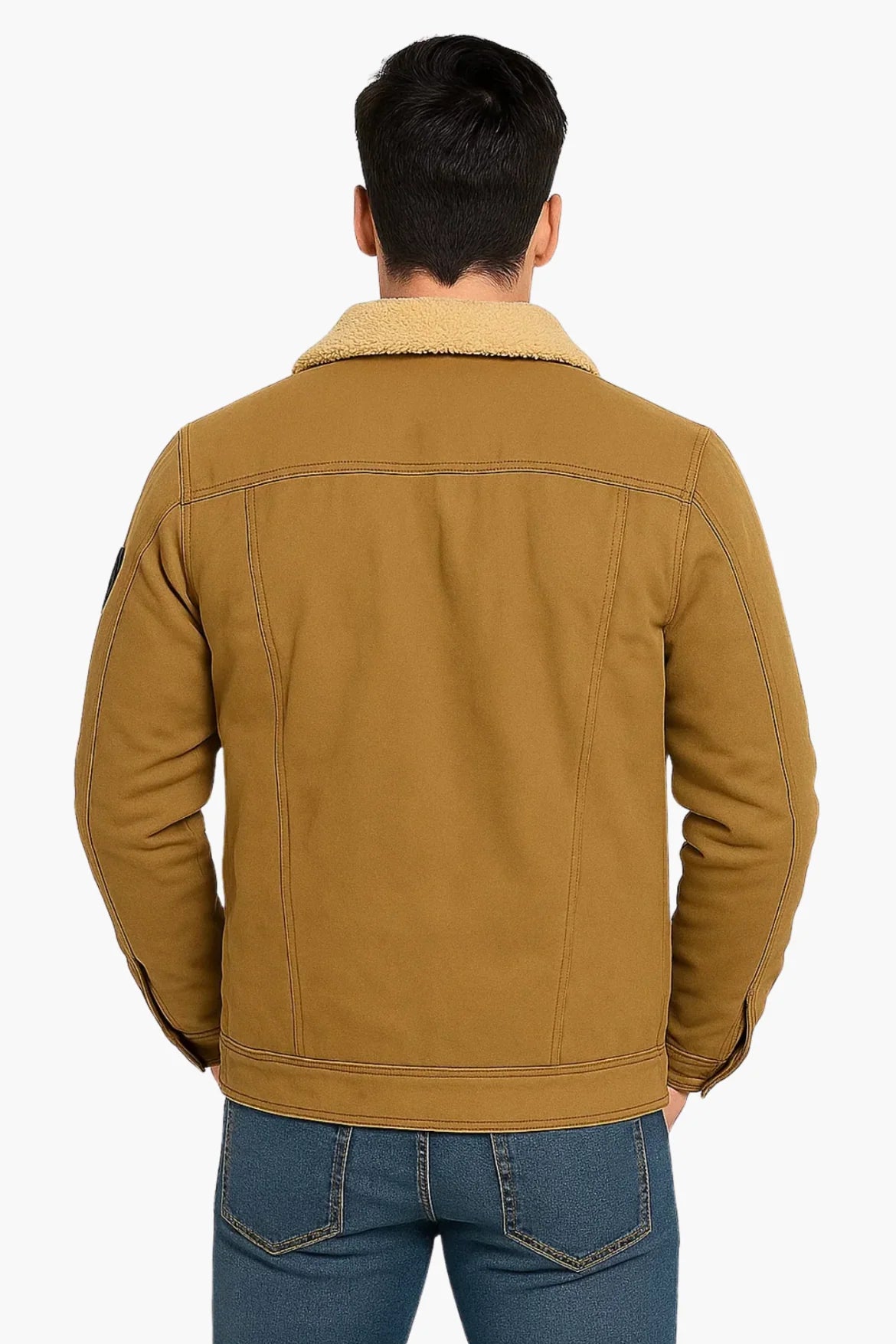 Trucker Jacket Cotton Twill Sherpa-Lined Adjustable Cuffs & Hem