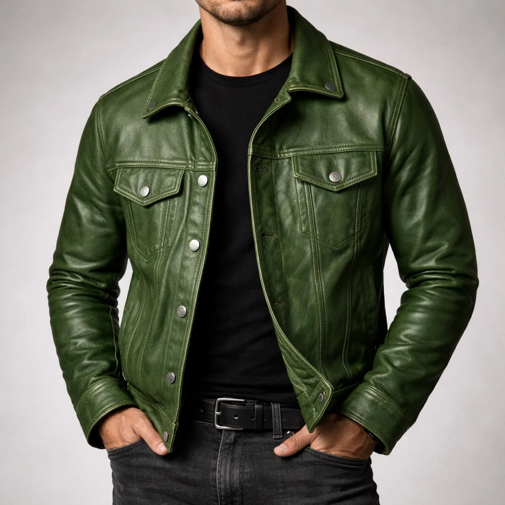 Trucker Jacket Vintage-Inspired Four Pockets Snap-Button Closure