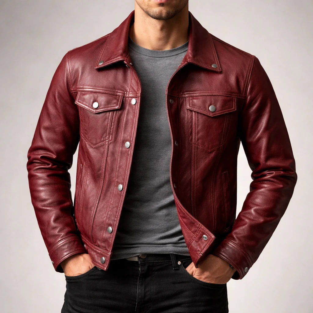 Trucker Jacket Vintage-Inspired Four Pockets Snap-Button Closure