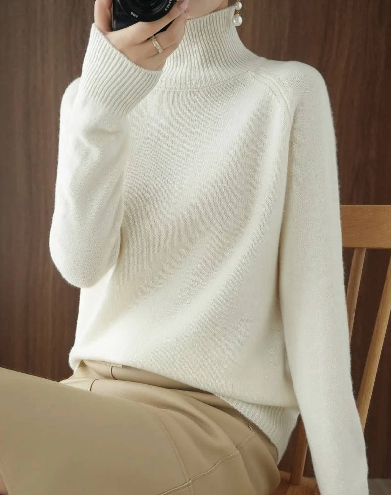 Turtleneck Sweater Cashmere Relaxed Cropped Fit