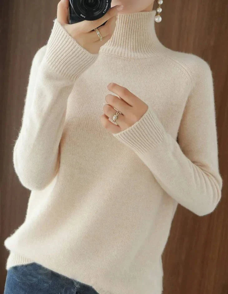 Turtleneck Sweater Cashmere Relaxed Cropped Fit