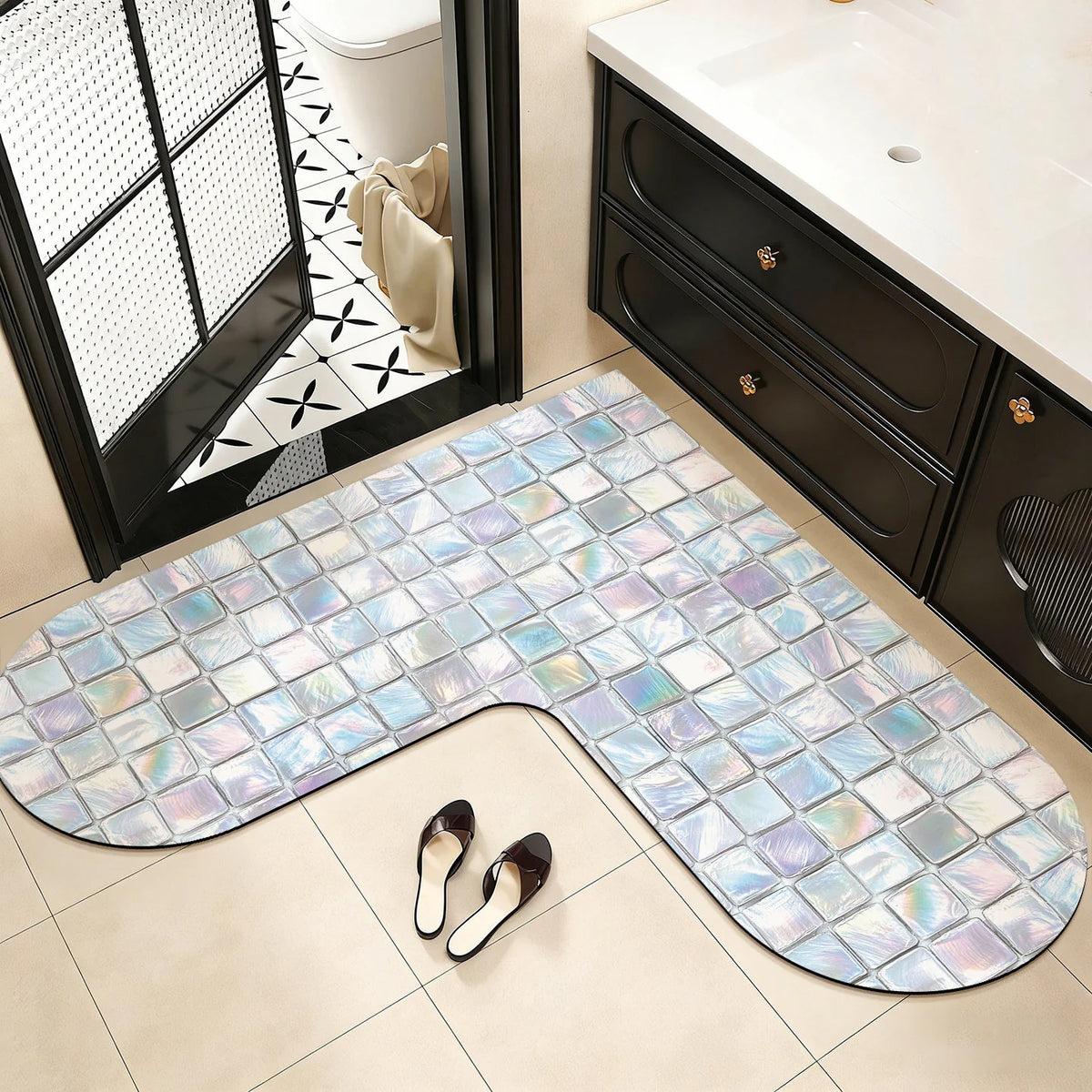 U-Shaped Bath Mat Memory Foam Non-Slip Machine Washable