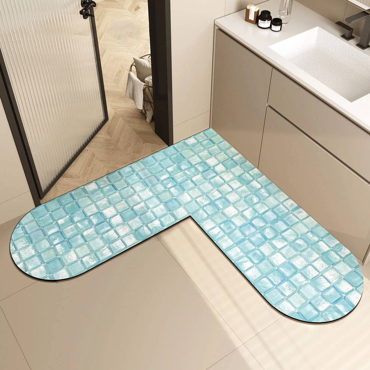 U-Shaped Bath Mat Memory Foam Non-Slip Machine Washable