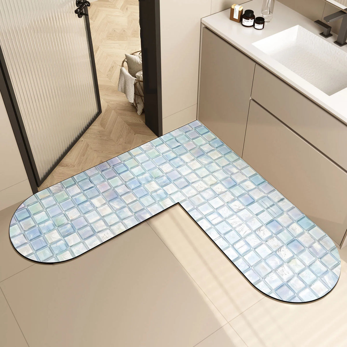 U-Shaped Bath Mat Memory Foam Non-Slip Machine Washable