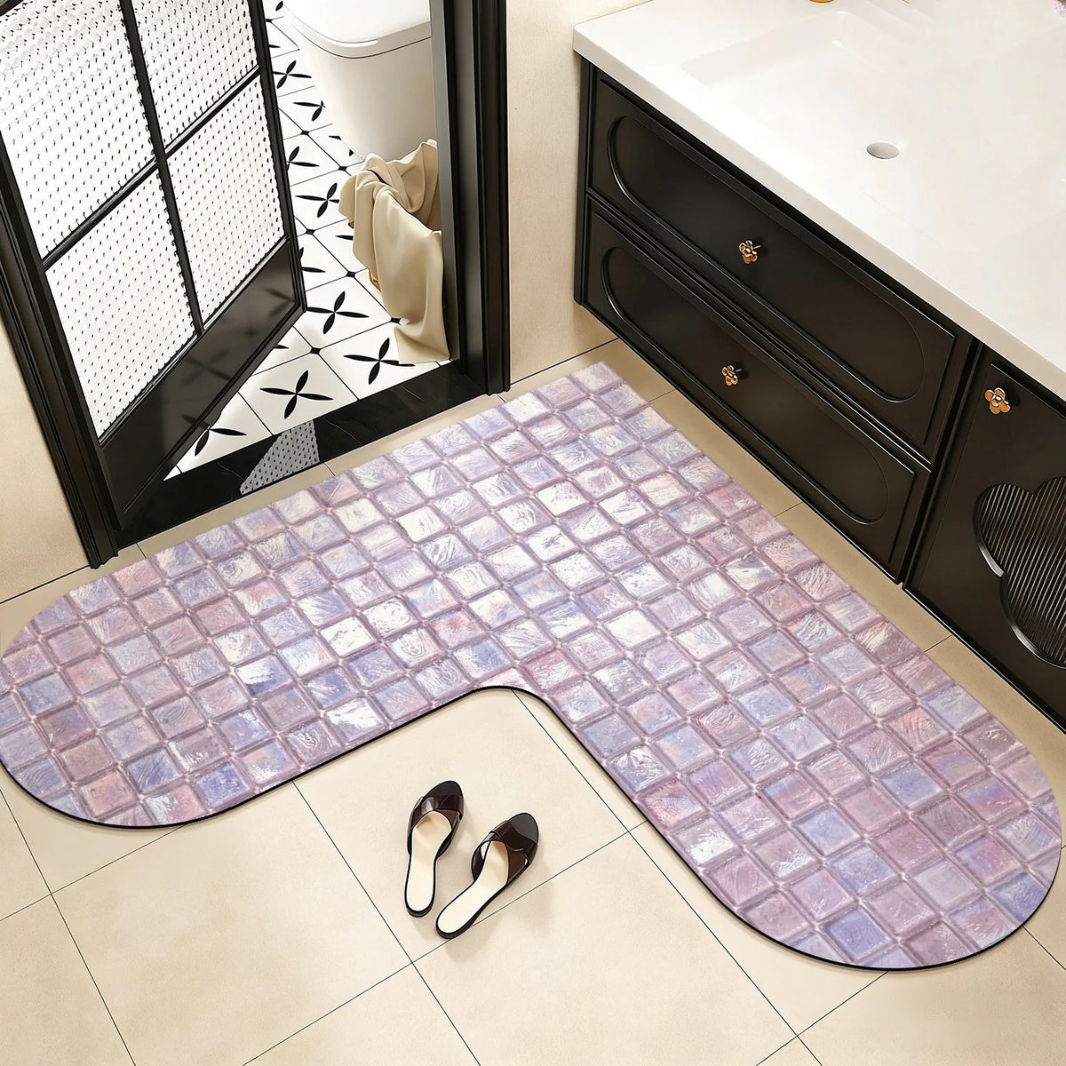 U-Shaped Bath Mat Memory Foam Non-Slip Machine Washable