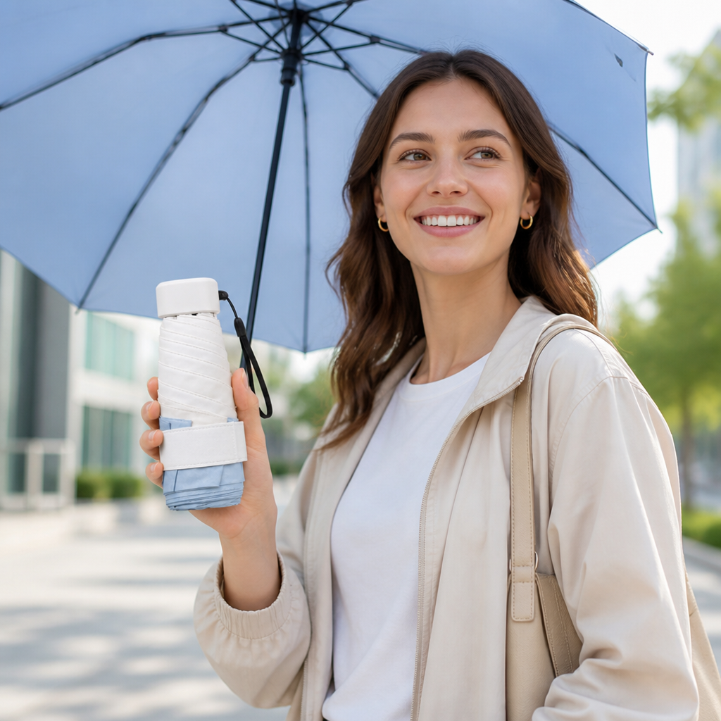 UPF 50 Water-Repellent & Wind-Resistant Travel Umbrella
