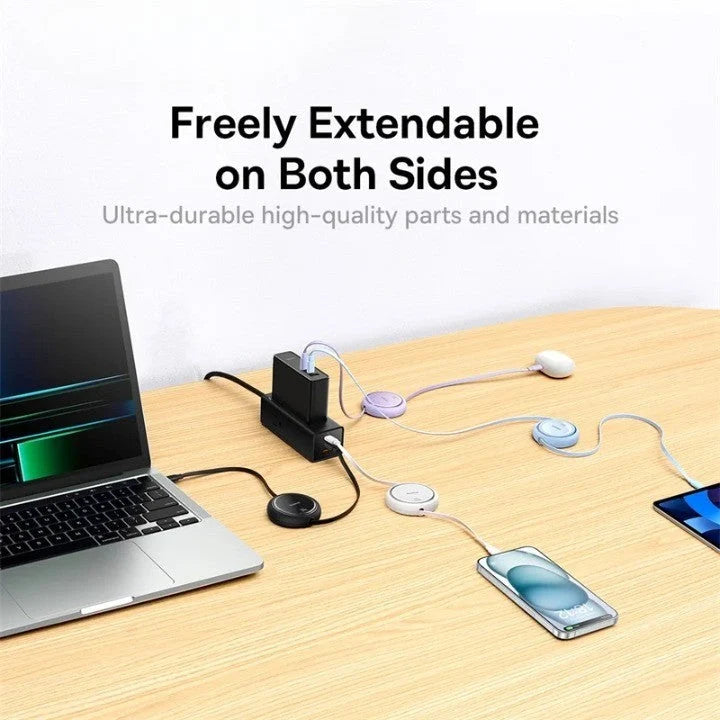 USB-C Charging Cable Retractable Fast Charging 6A