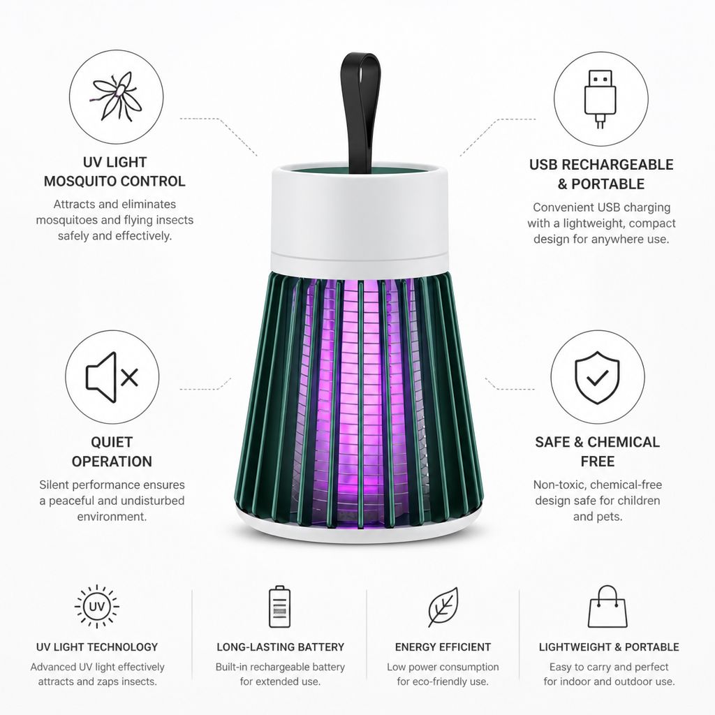 USB Rechargeable Portable UV Mosquito Lamp
