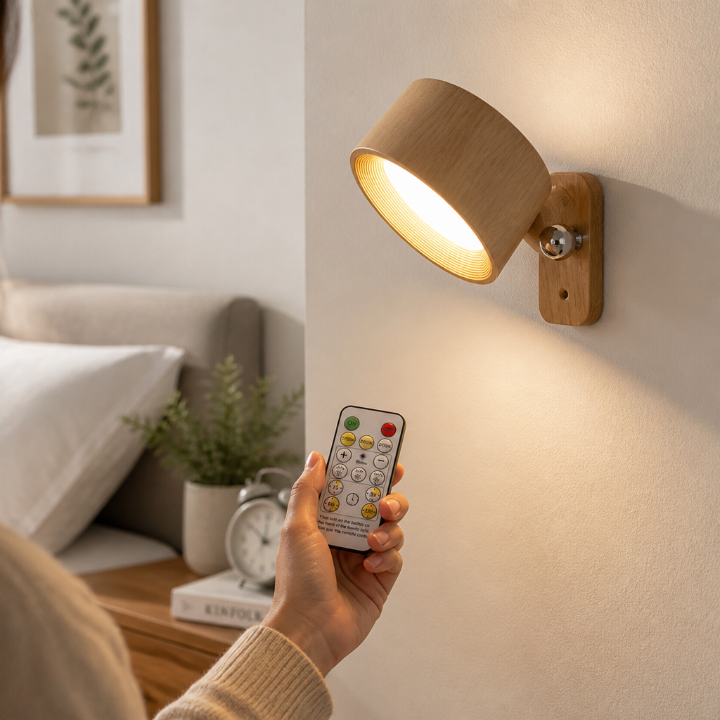USB-Rechargeable Remote-Controlled Dimmable Wall Light (No-Drill Adhesive Mount)