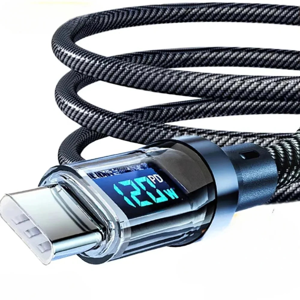 USB Type-C Cable 120W Fast Charging & Power Display