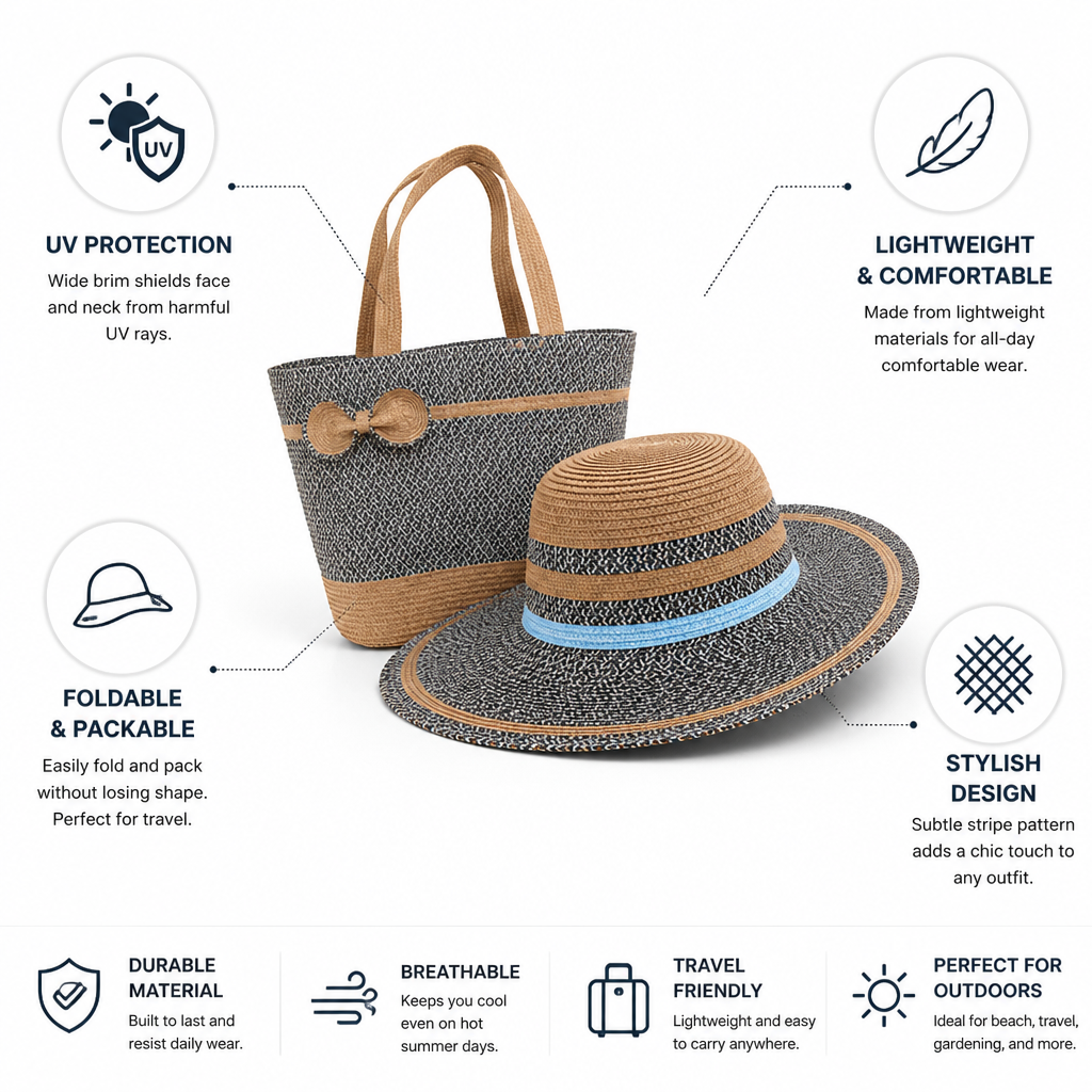 UV-Protection Lightweight & Packable Wide-Brim Sun Hat (Foldable)