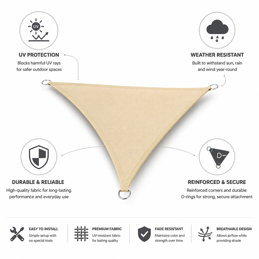 UV-Resistant Weatherproof Shade Sail Canopy