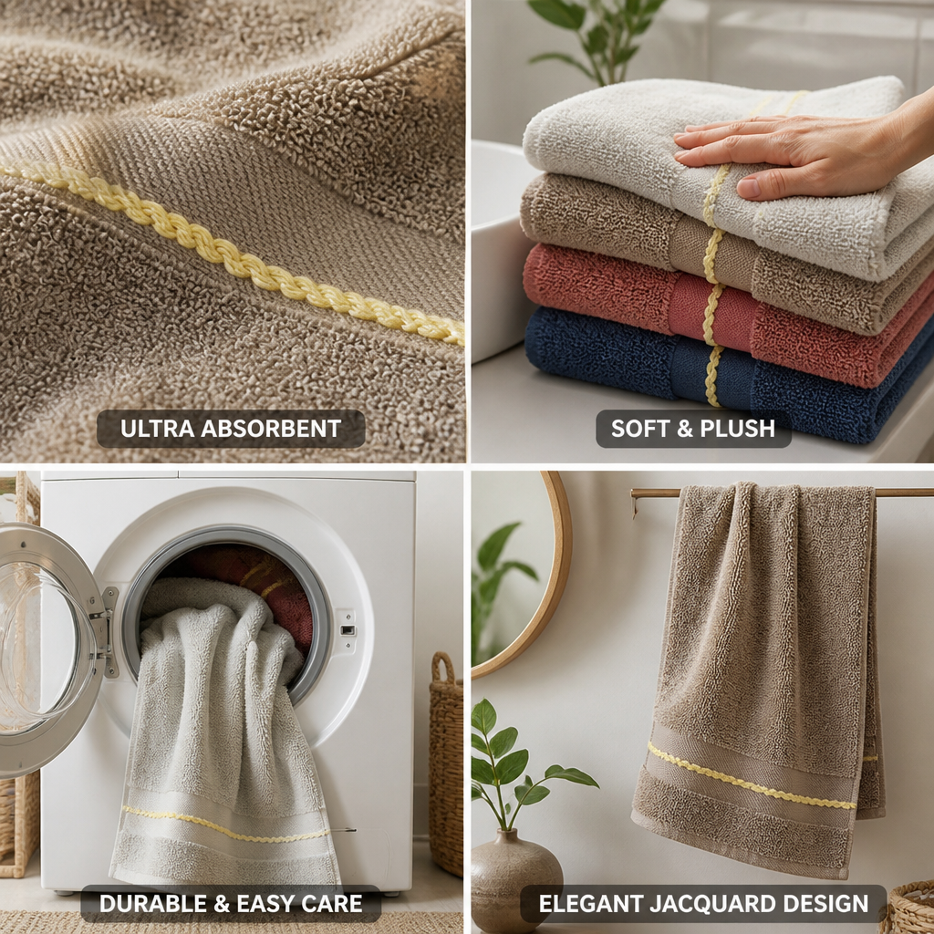 Ultra-Absorbent Cotton Terry Jacquard Bath Towel