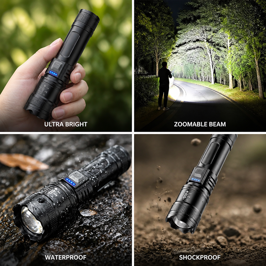 Ultra-Bright USB-Rechargeable Zoom Flashlight