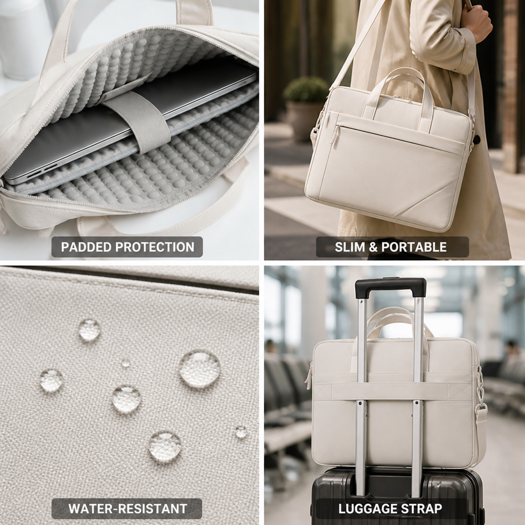 Ultra-Slim Padded Water-Resistant Laptop Briefcase (Fits Up to 15.6")