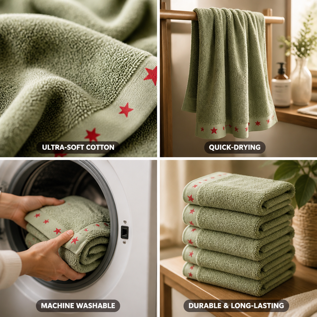 Ultra-Soft Cotton Star-Border Care Towel
