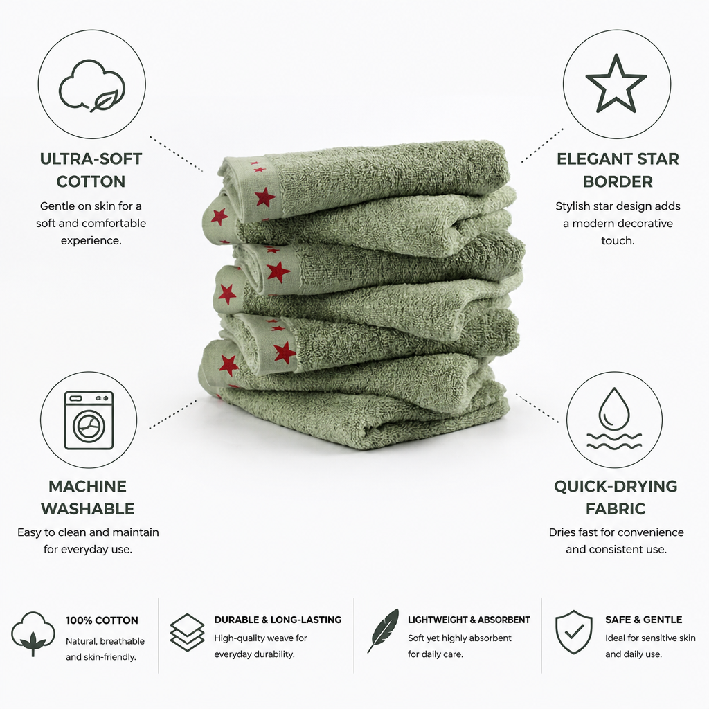 Ultra-Soft Cotton Star-Border Care Towel