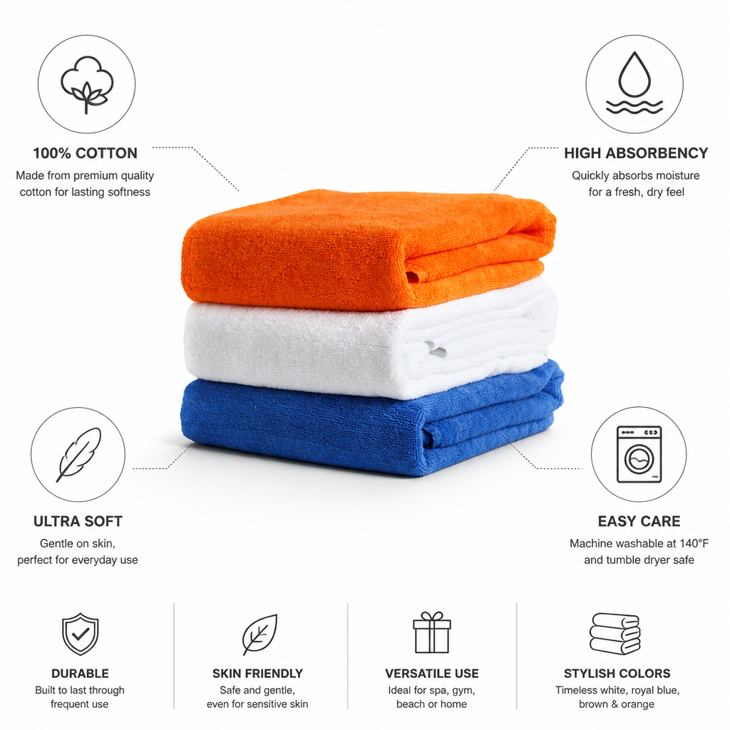 Ultra-Soft & Highly Absorbent 100% Cotton Spa Towel