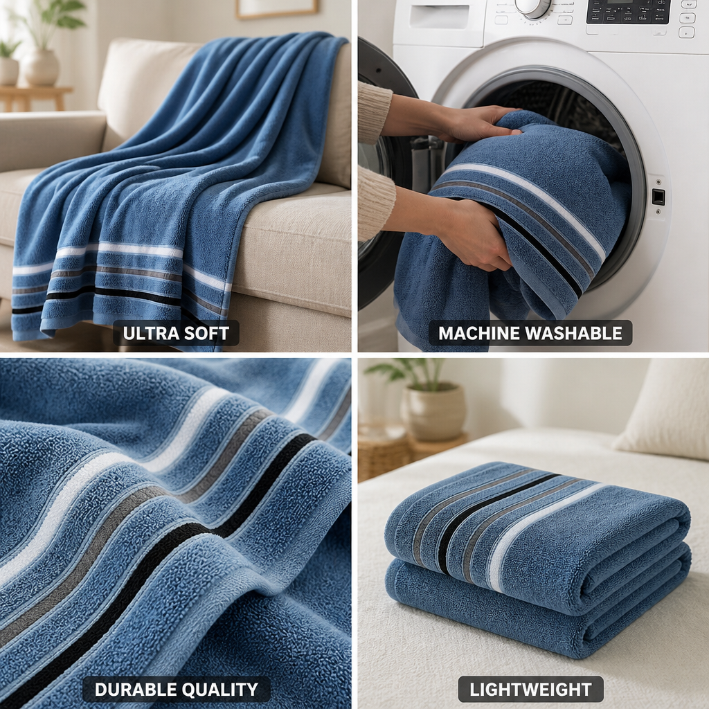 Ultra-Soft Machine-Washable Microfiber Plaid Throw Blanket (140 cm)