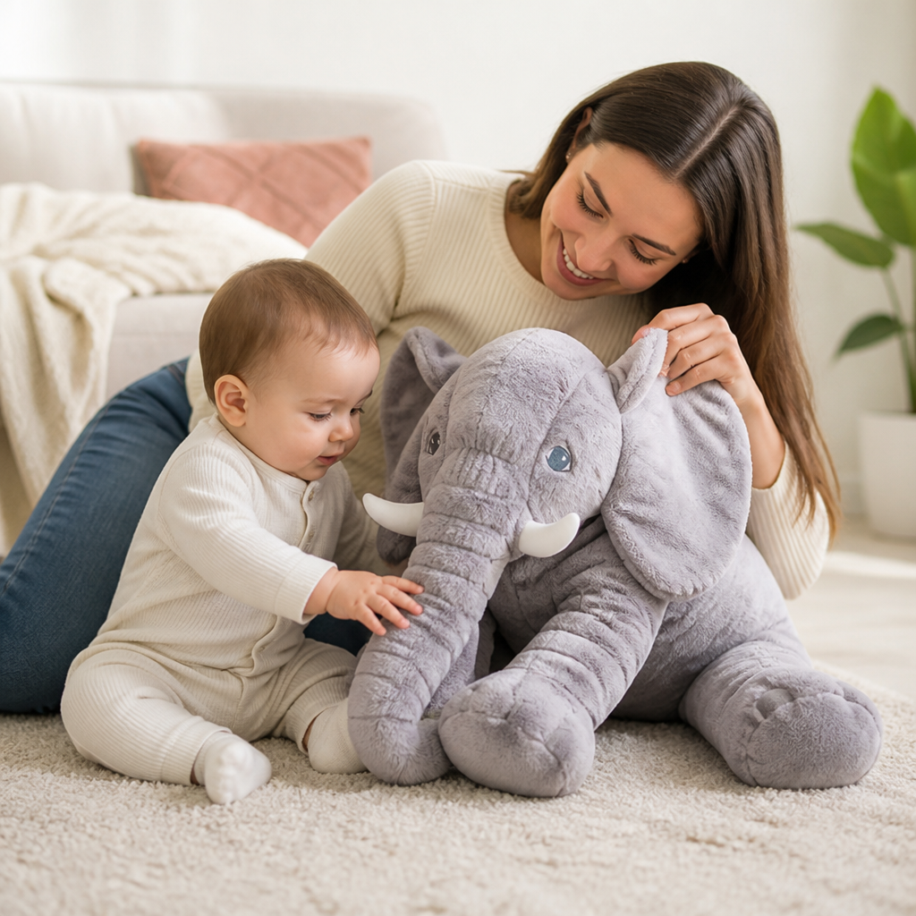 Ultra-Soft Plush Elephant Cuddle Pillow (Two Sizes)