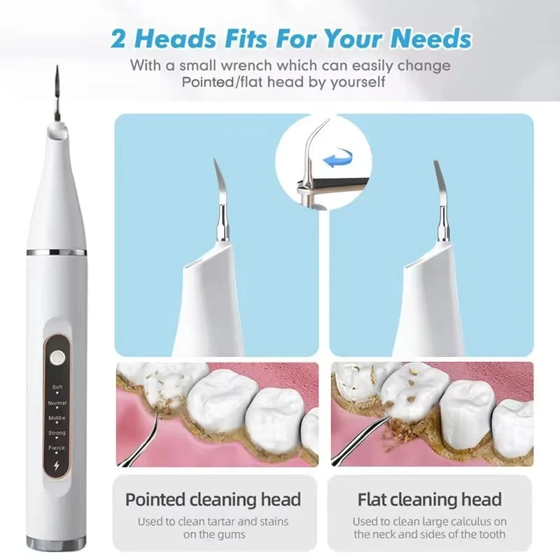 Ultrasonic Dental Cleaner 5 Cleaning Levels Rechargeable Cordless