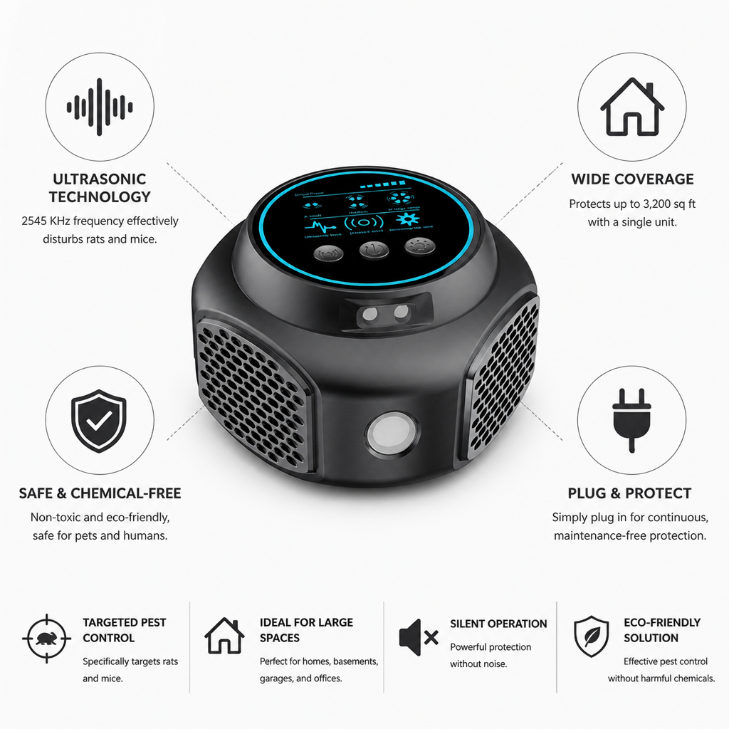 Ultrasonic Plug-In Rodent Repeller (Up to 3,200 Sq Ft)
