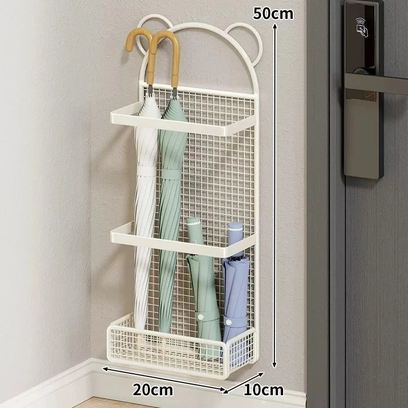 Umbrella Holder Slim Metal Frame Removable Drip Tray Dual Storage