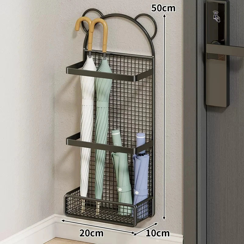 Umbrella Holder Slim Metal Frame Removable Drip Tray Dual Storage