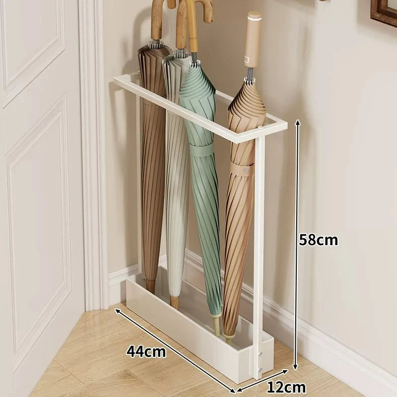 Umbrella Holder Slim Metal Frame Removable Drip Tray Dual Storage