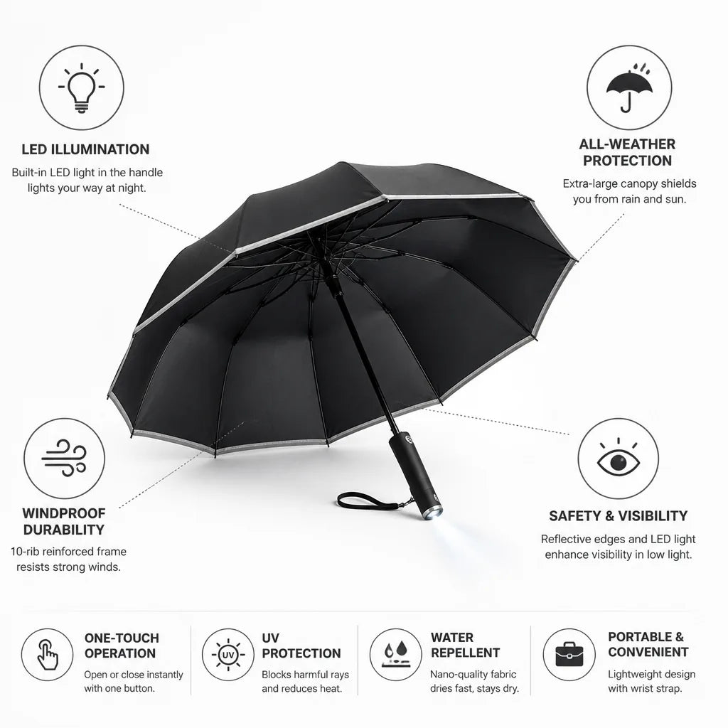 Umbrella LED Handle Extra-Large Windproof
