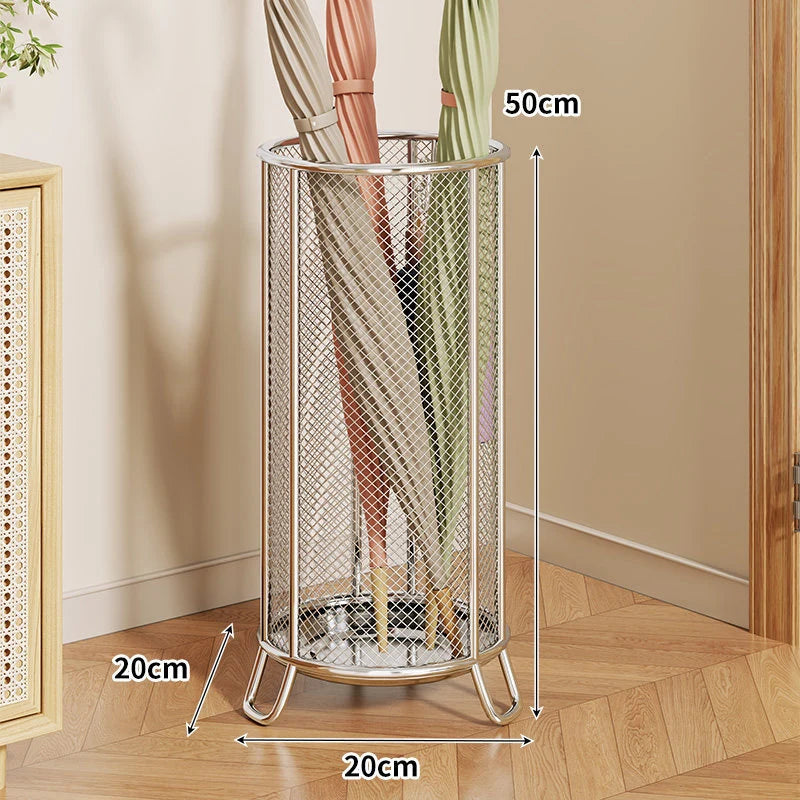 Umbrella Stand Perforated Steel Mesh Raised Legs & Removable Tray