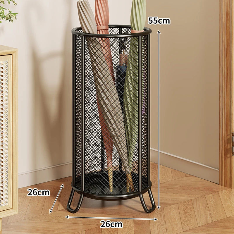 Umbrella Stand Perforated Steel Mesh Raised Legs & Removable Tray