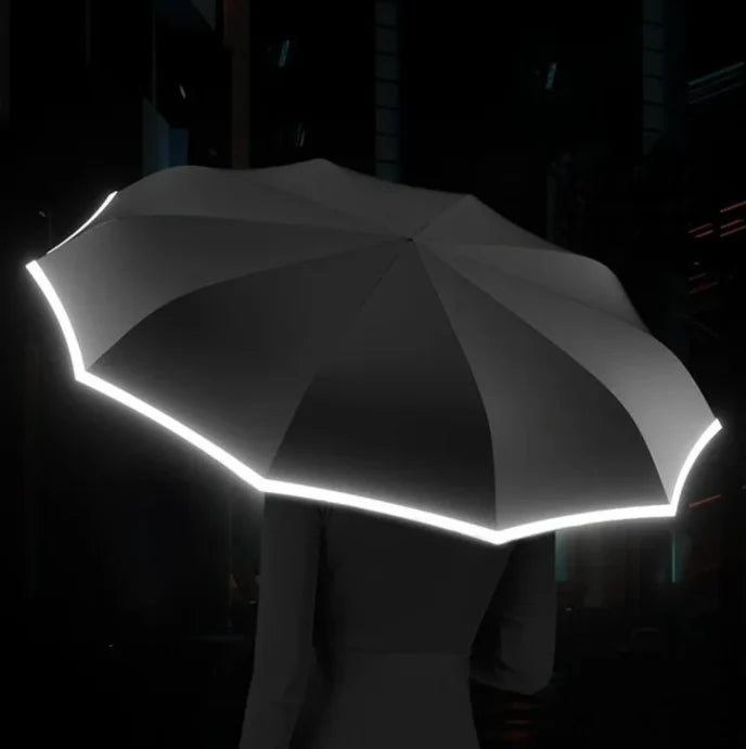Umbrella Wind-Resistant Reflective Trim Compact Foldable Design