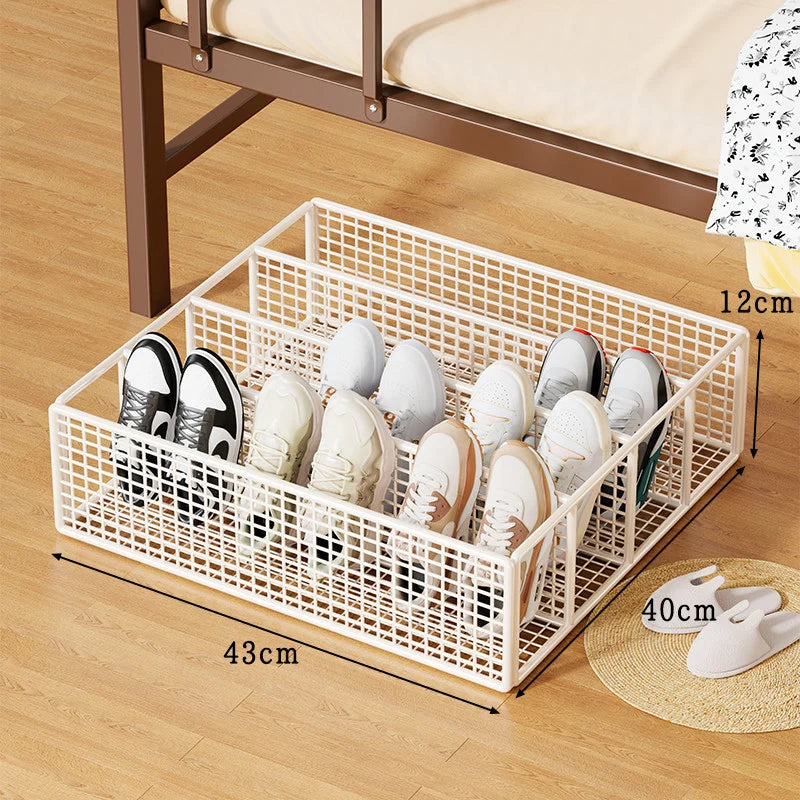 Under-Bed Shoe Organizer Low-Profile With Divided Compartments
