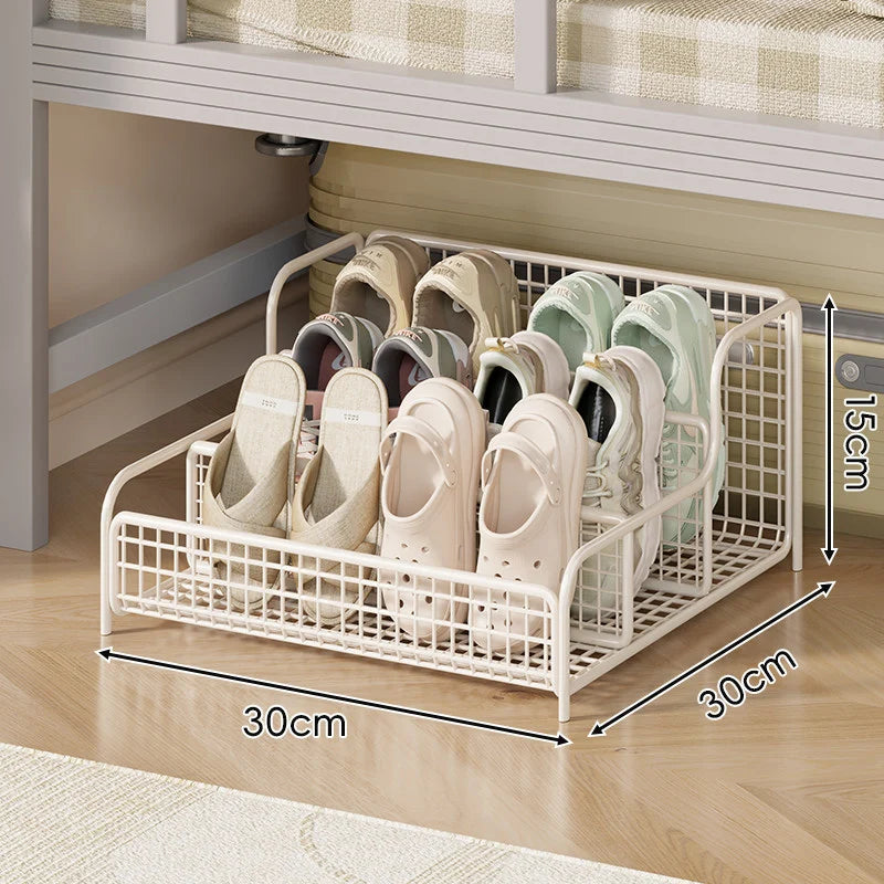 Under-Bed Shoe Organizer Ventilated Metal Mesh Space-Saving
