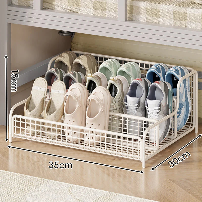 Under-Bed Shoe Organizer Ventilated Metal Mesh Space-Saving