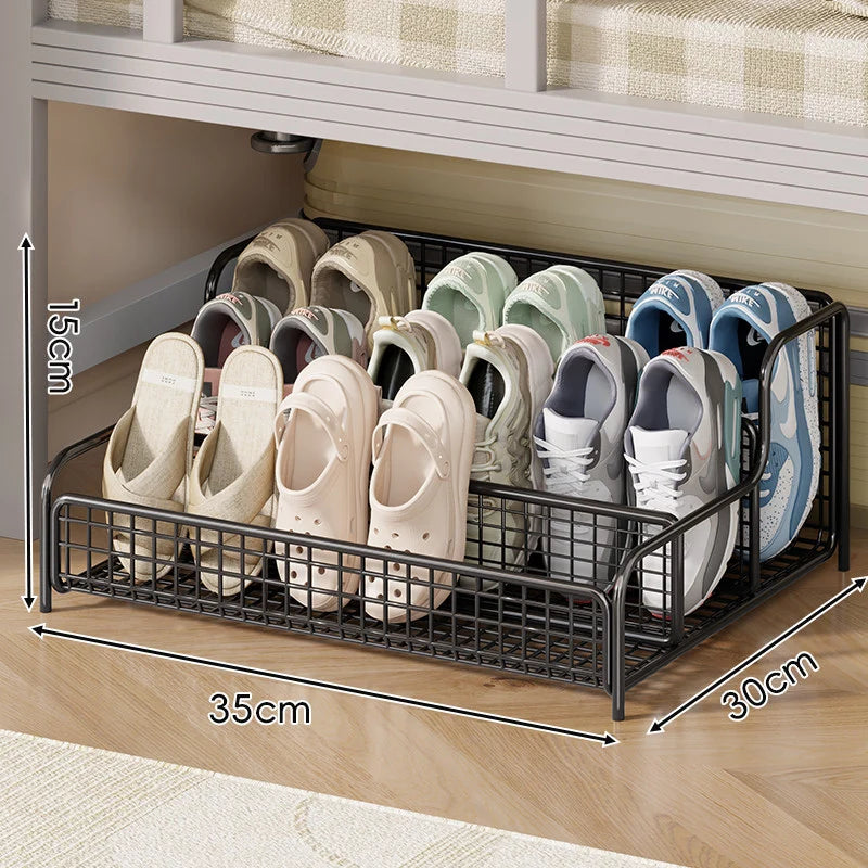Under-Bed Shoe Organizer Ventilated Metal Mesh Space-Saving