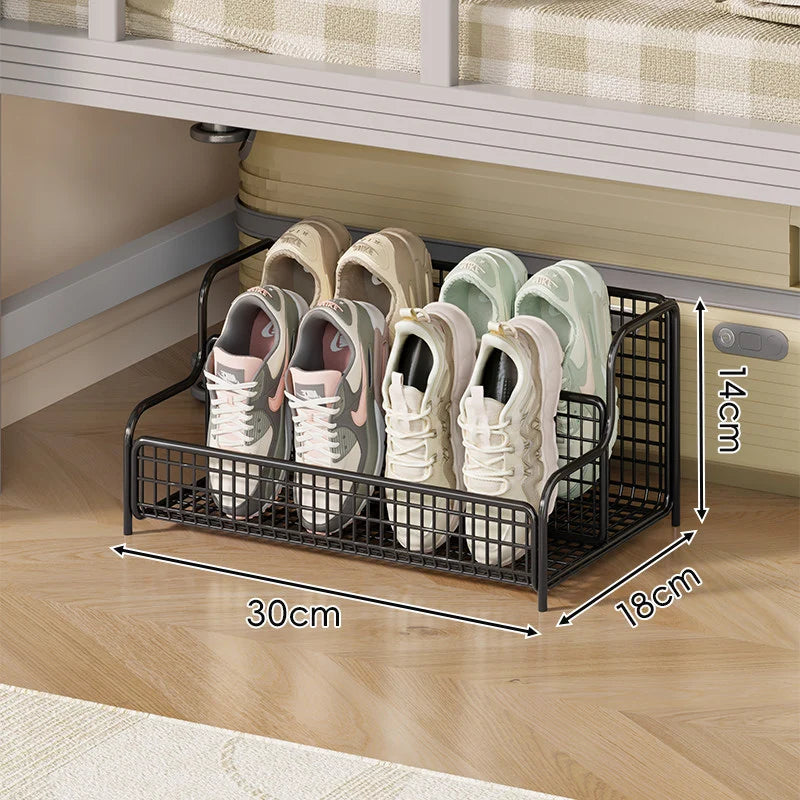 Under-Bed Shoe Organizer Ventilated Metal Mesh Space-Saving