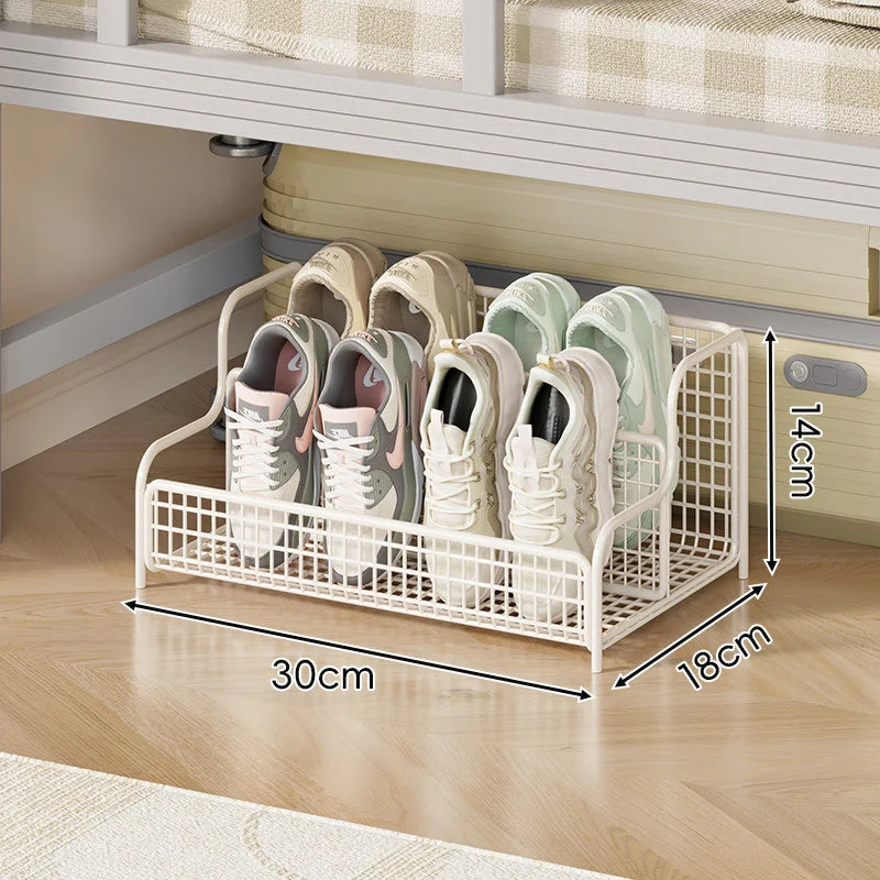 Under-Bed Shoe Organizer Ventilated Metal Mesh Space-Saving
