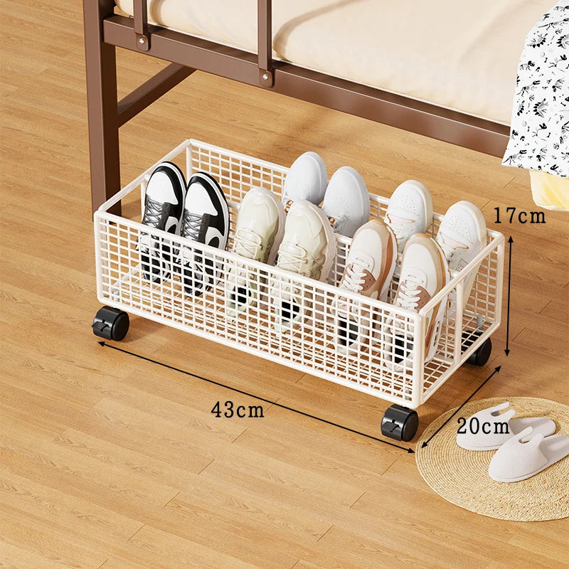 Under-Bed Shoe Storage Drawer Metal Mesh Removable Dividers