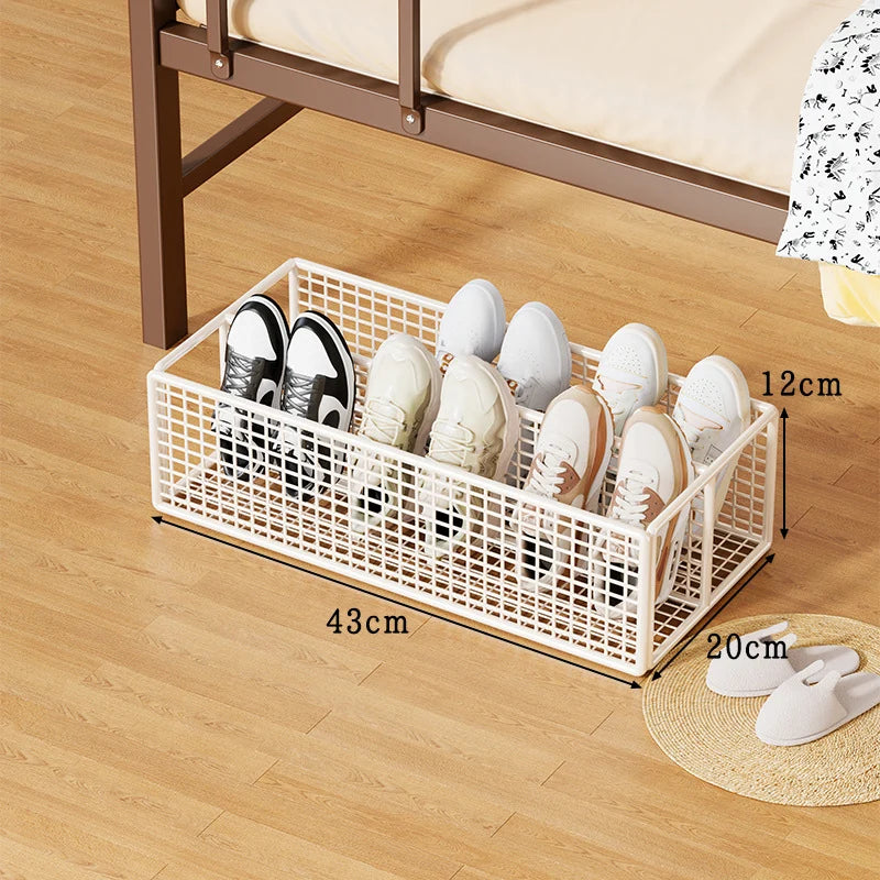 Under-Bed Shoe Storage Drawer Metal Mesh Removable Dividers