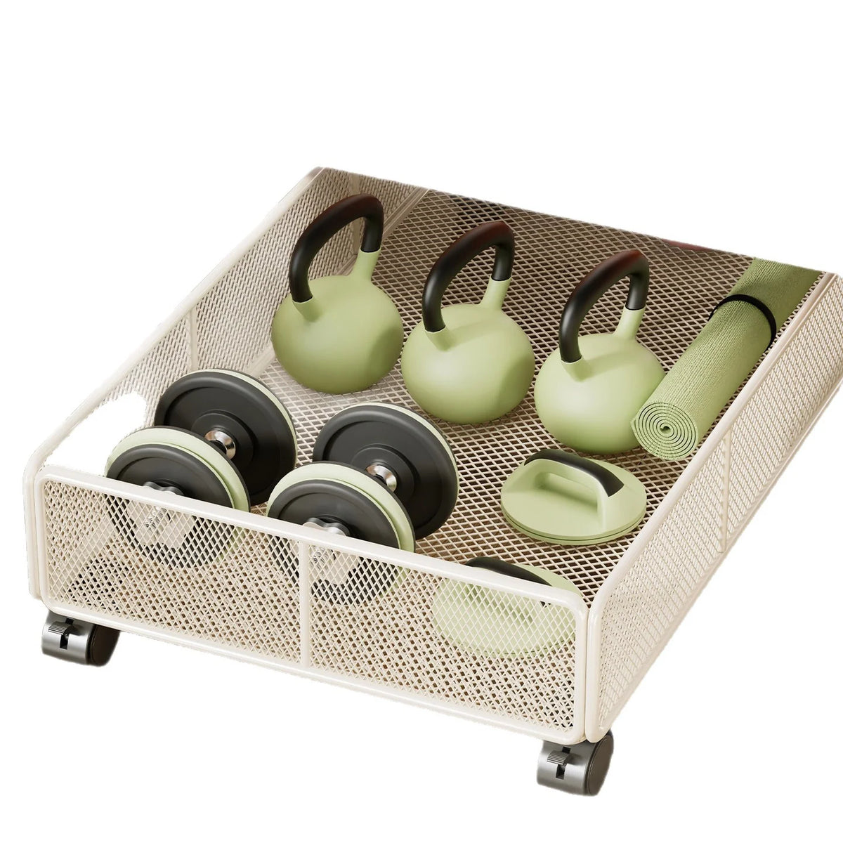Under-Bed Storage Basket Low-Profile Breathable Metal Mesh