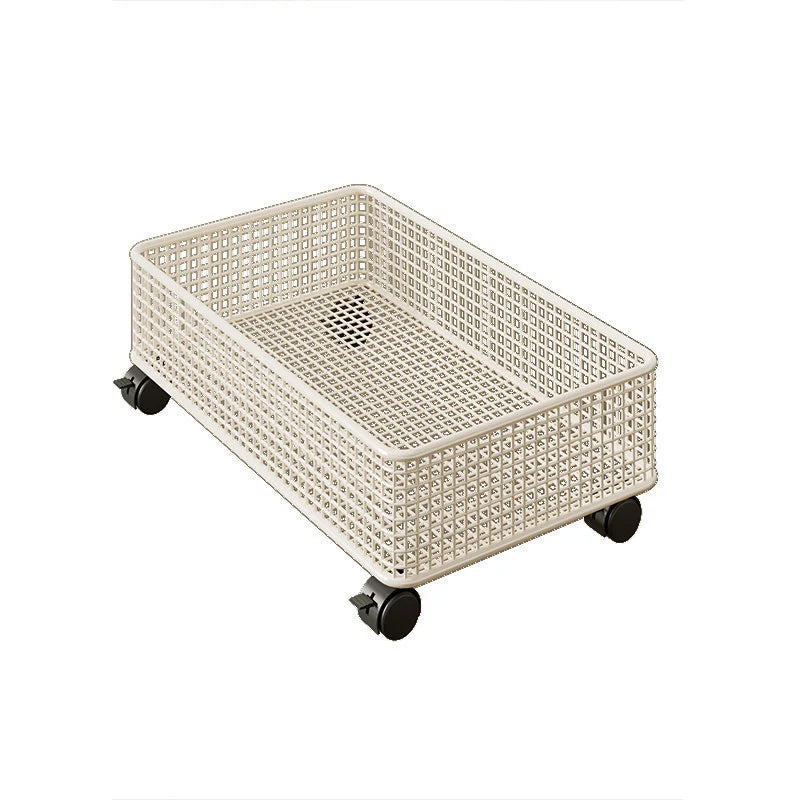 Under-Bed Storage Basket Metal Wire Low-Profile Breathable Open-Grid Design