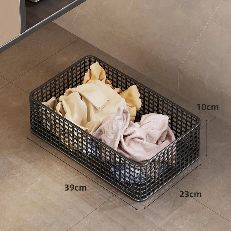 Under-Bed Storage Basket Ventilated Metal Mesh Locking Casters