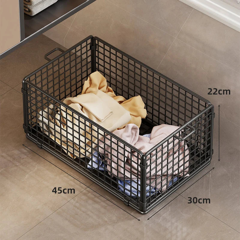 Under-Bed Storage Basket Ventilated Metal Mesh Locking Casters